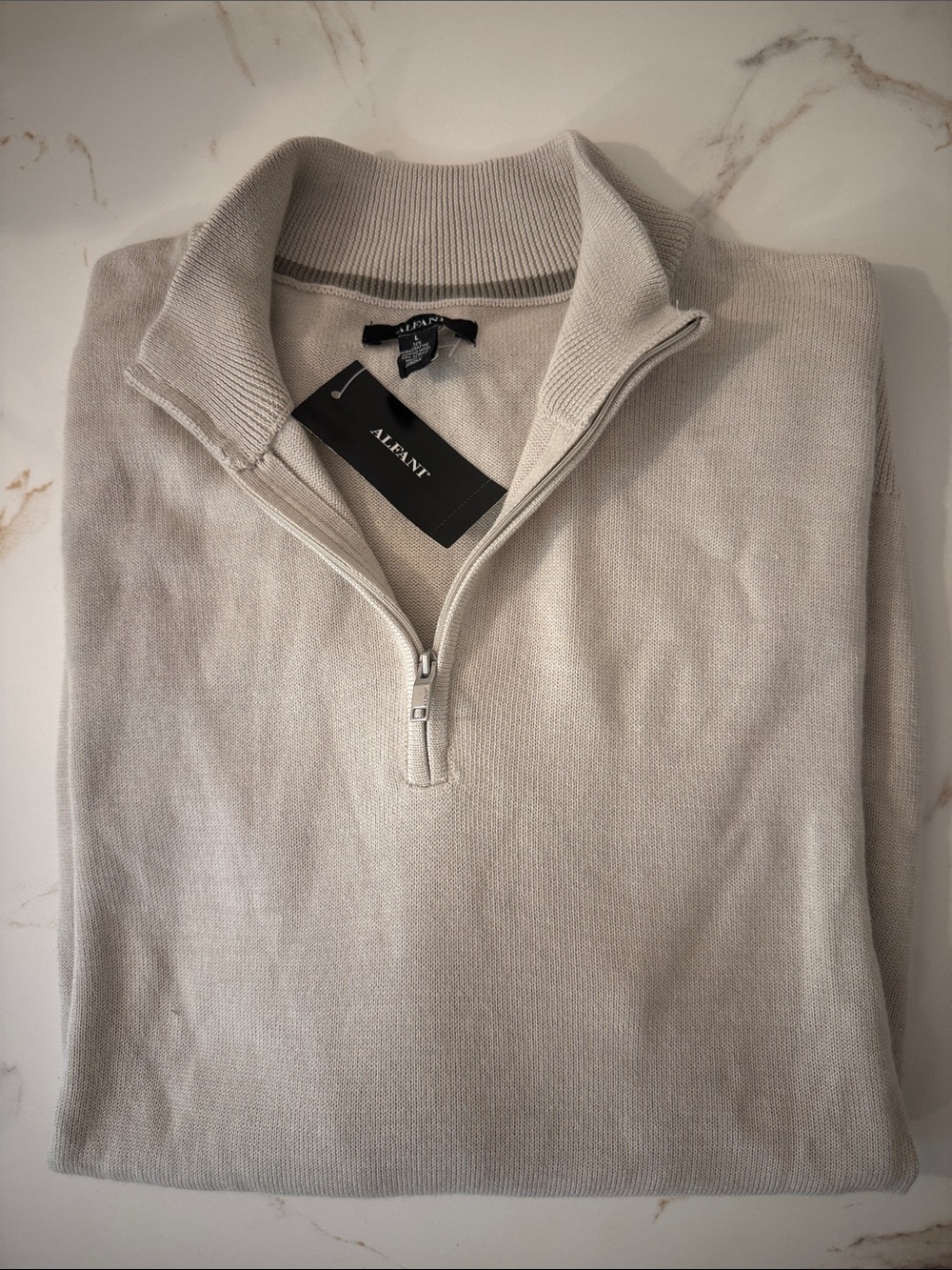 Alfani Men’s Zip-Up Sweater in Light Beige